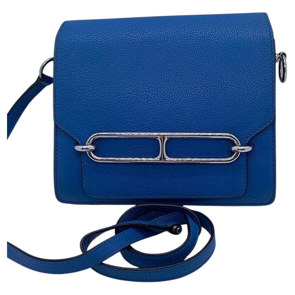 Hermes Roulis 19 Bleu Zanzibar B3 Evercolor Silver Hardware X Stamp