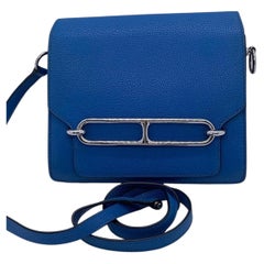 Hermes Roulis 19 Bleu Zanzibar B3 Evercolor Silver Hardware X Stamp