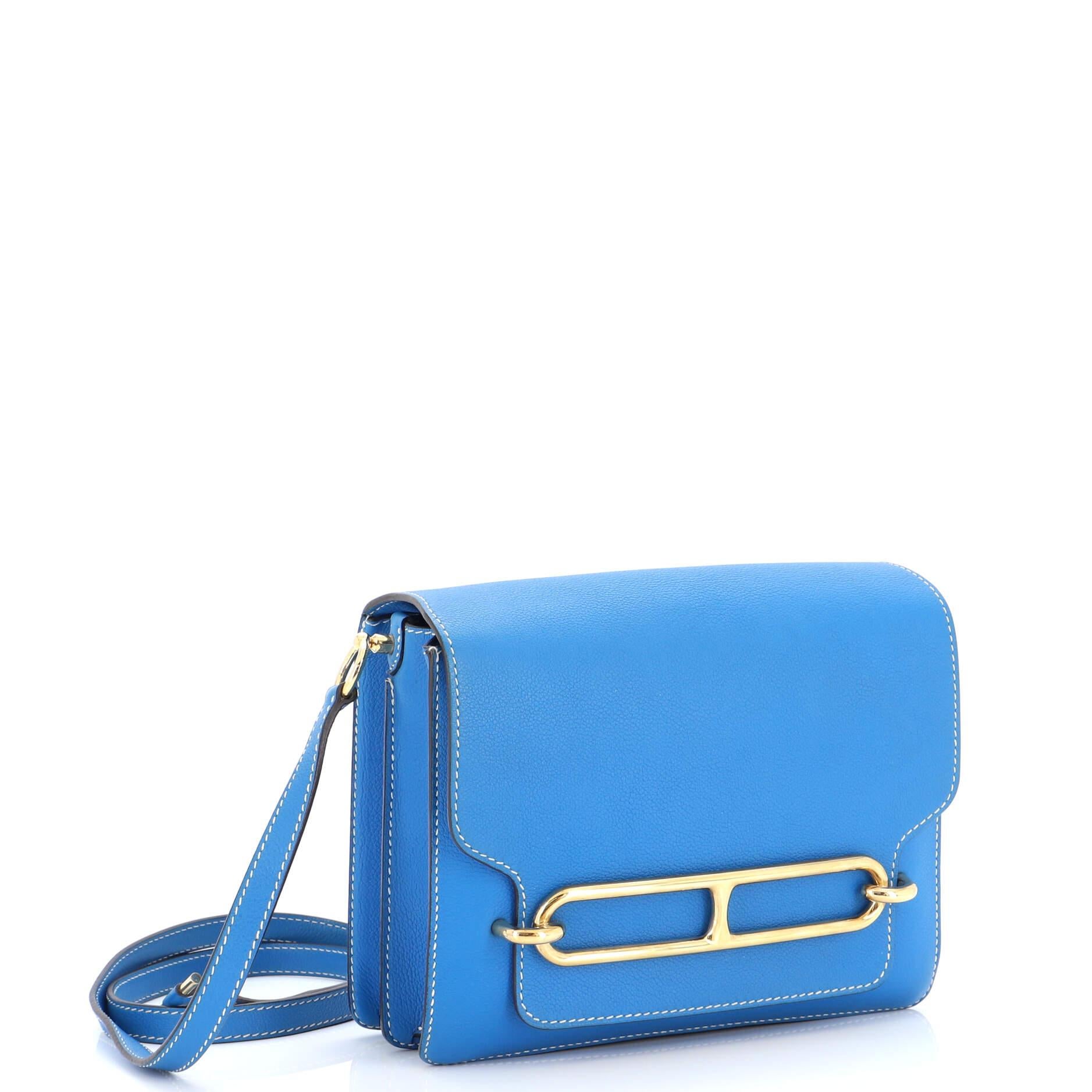 Hermes Ocean Blue Veau Doblis Suede, Navy Leather and Blue Saphir Swift  Roulis 23 at 1stDibs