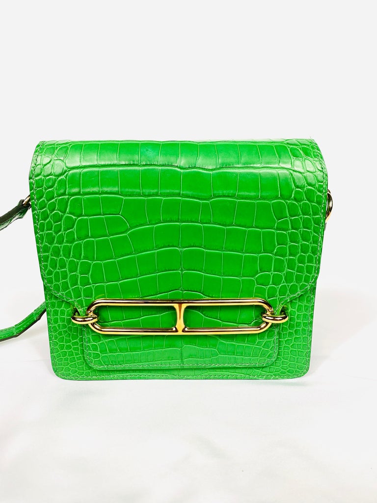 HERMES Roulis Mini Cactus Green Alligator Crossbody Shoulder Handbag at ...