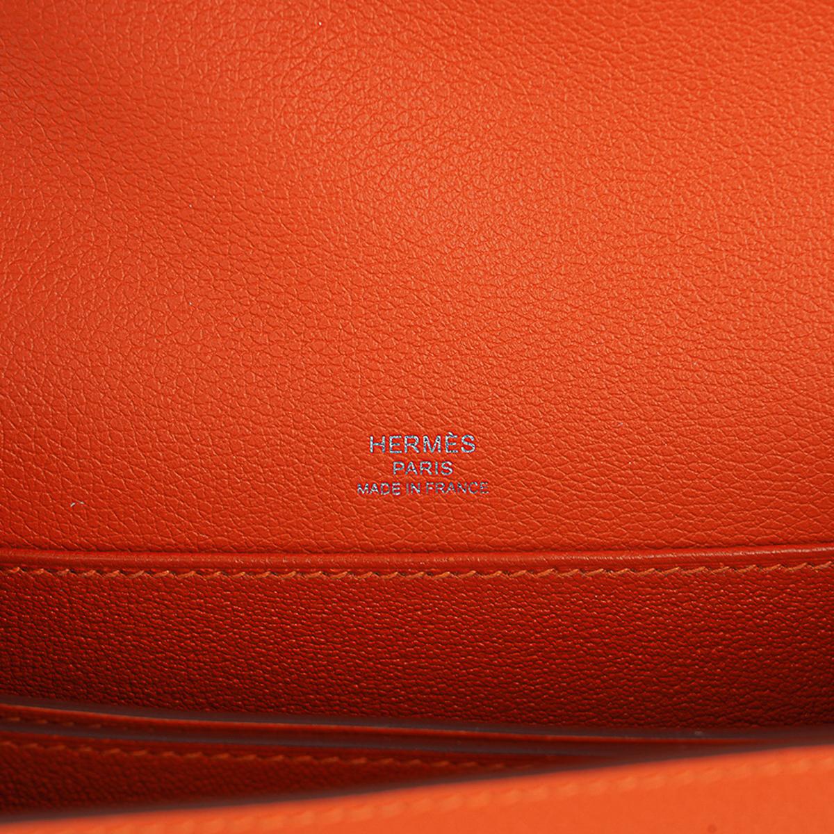 Hermes Roulis Mini Feu Orange Evercolor (Convertible Shoulder to Crossbody) 8