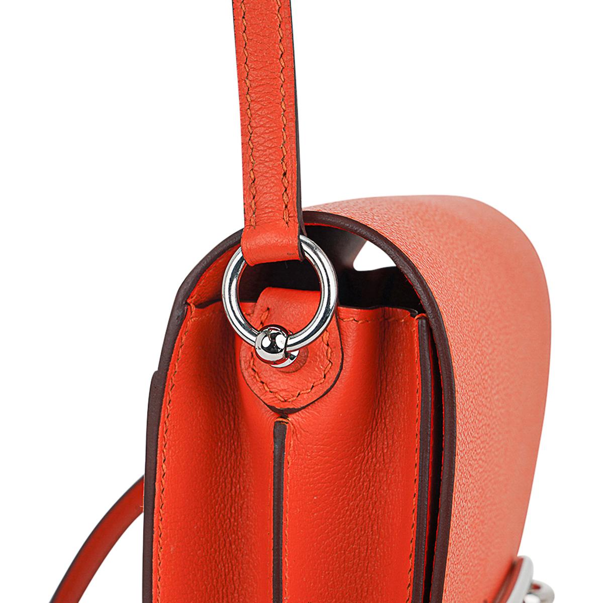 Hermes Roulis Mini Feu Orange Evercolor (Convertible Shoulder to Crossbody) 3