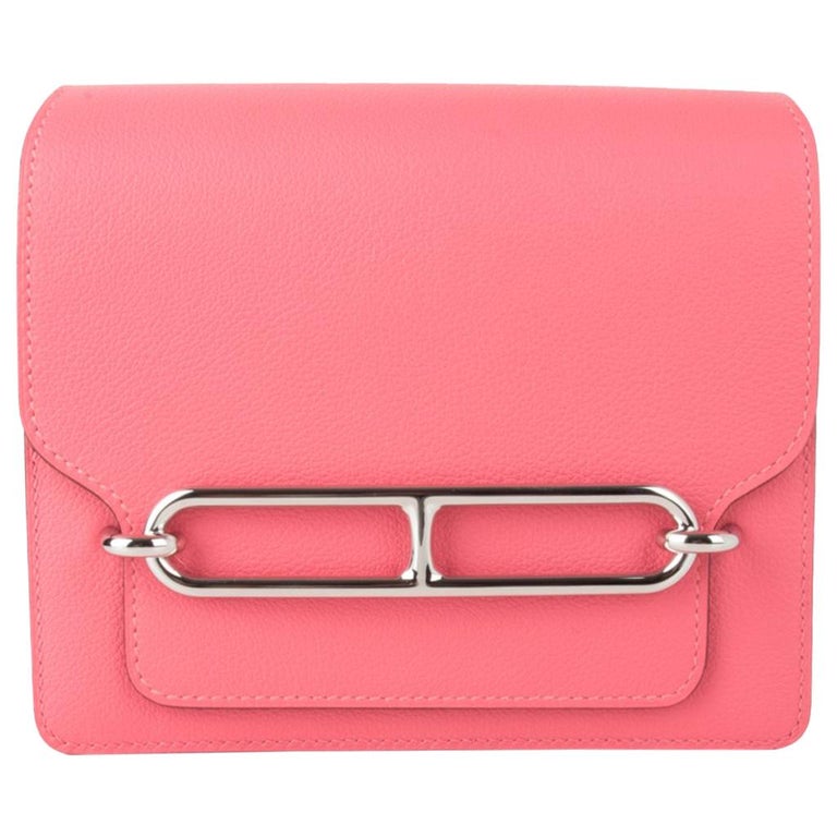 Hermes Mini Roulis Bag Rose Azalee Pink (Convertible Shoulder to Crossbody) For Sale at 1stdibs