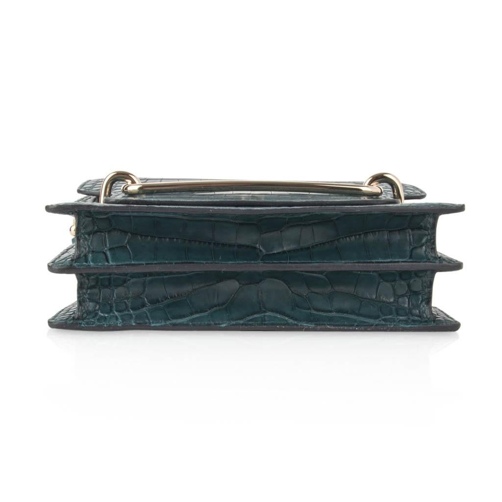 Hermes Mini Roulis Bag Vert Cypress Alligator (Convertible Shoulder / Crossbody) 2