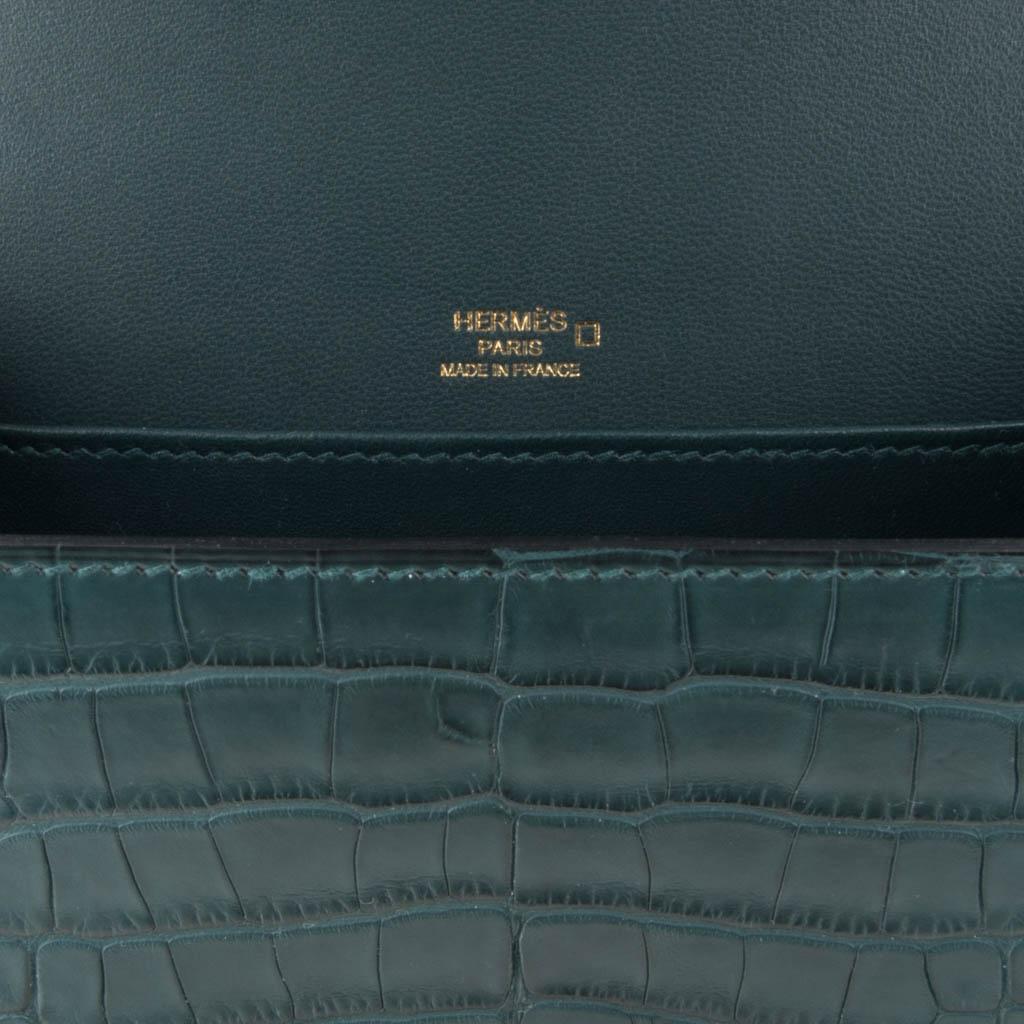 Hermes Mini Roulis Bag Vert Cypress Alligator (Convertible Shoulder / Crossbody) 3