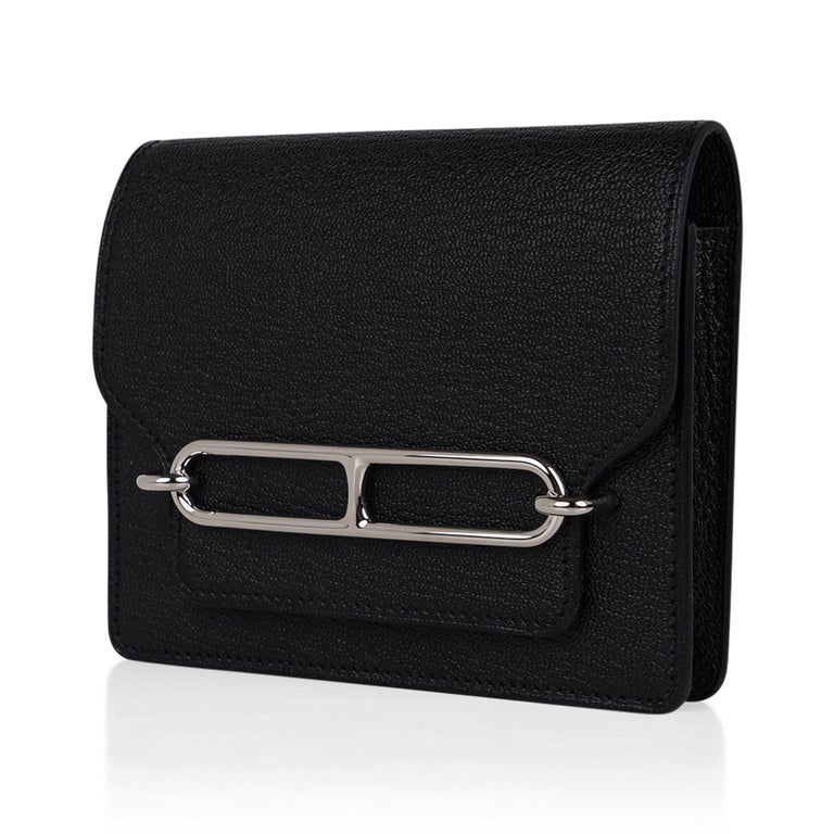 Hermes Roulis Slim Wallet Belt Bag Black Palladium Hardware For