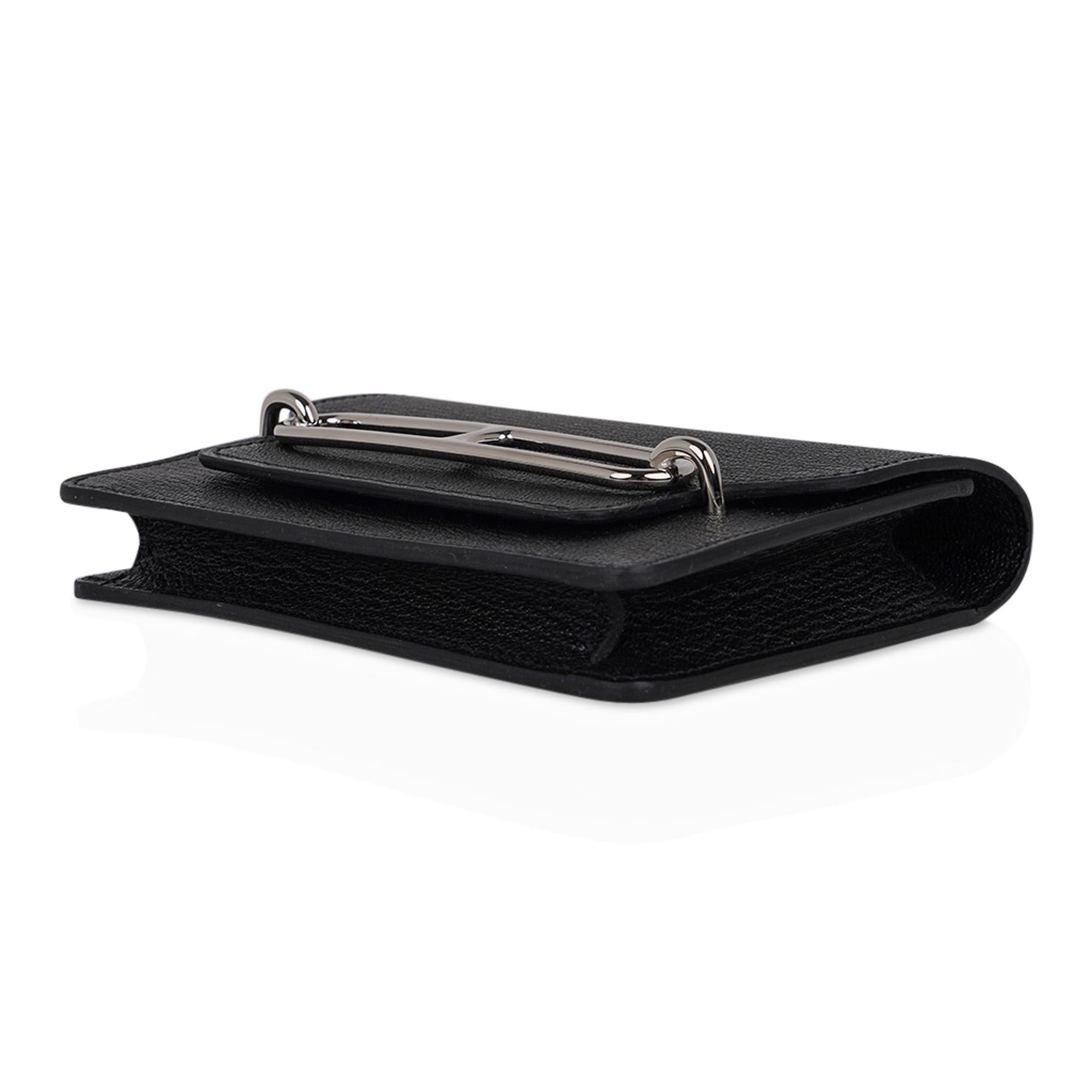 Hermes Roulis Slim Wallet Belt Bag Black Palladium Hardware  For Sale 2
