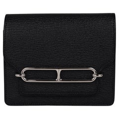 Hermes Roulis Slim Wallet Belt Bag Black Palladium Hardware 