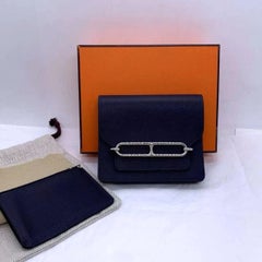 Hermes Roulis Slim Wallet Blue Evercolor Leather Belt Bag 2021