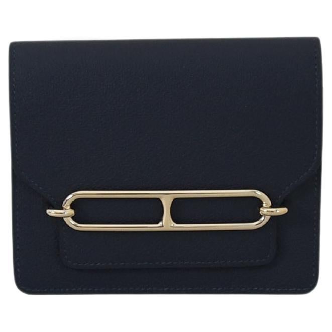 Hermes Roulis Slim Wallet Gold Hardware Bleu Nuit For Sale
