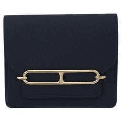 Roulis Slim Brieftasche Gold Hardware Bleu Nuit von Hermès