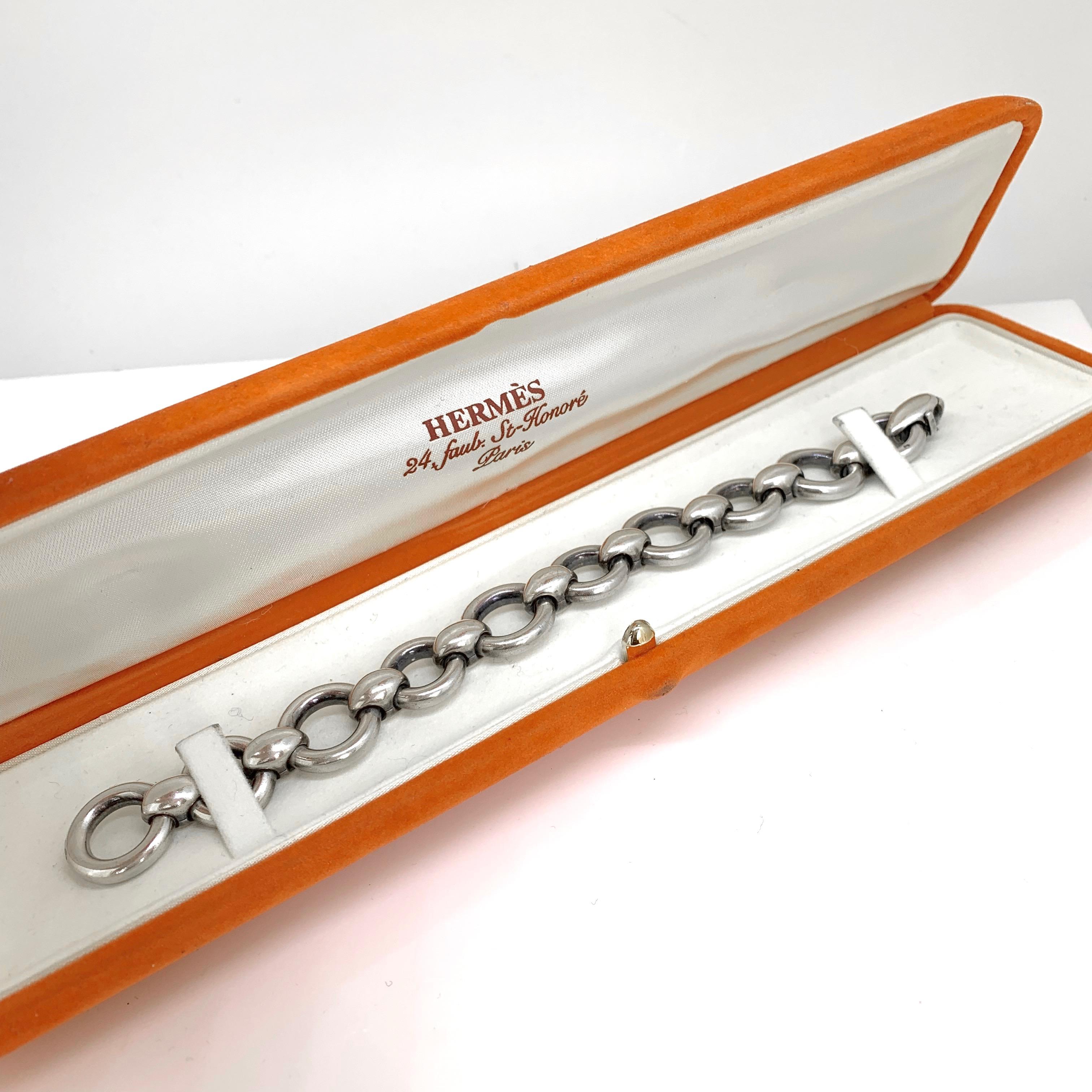 Hermès Round Links Chain Silver Bracelet 2