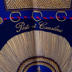 Hermes royal blue POSTE ET CAVALERIE 90 silk twill Scarf