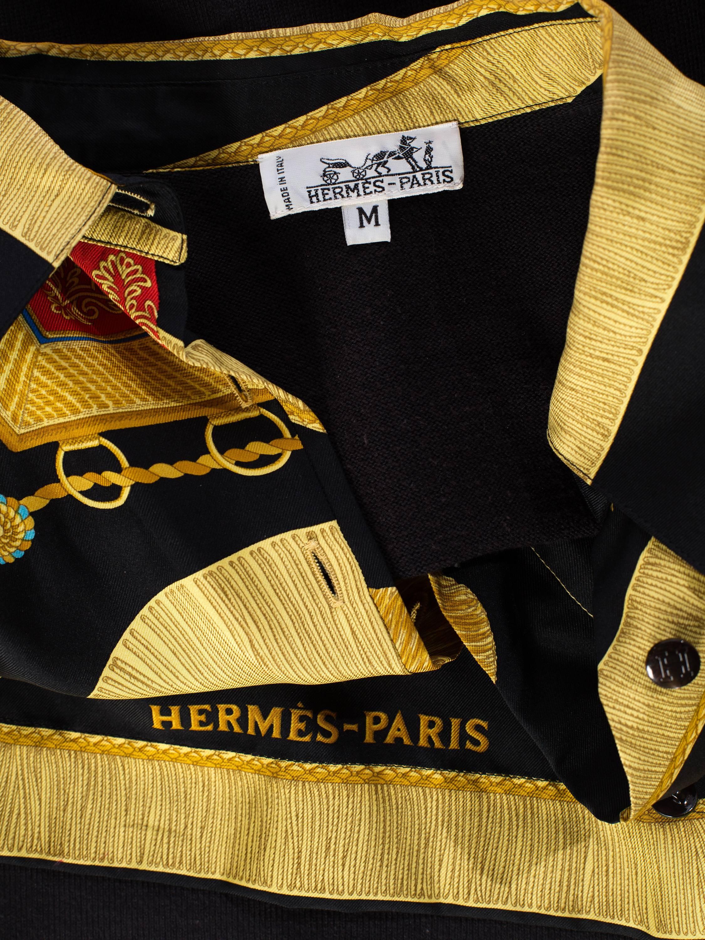 Hermes Royal Crest and gold Tassel Printed Blouse 2