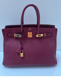 Hermes Rubis Burgundy Birkin 35 Bag