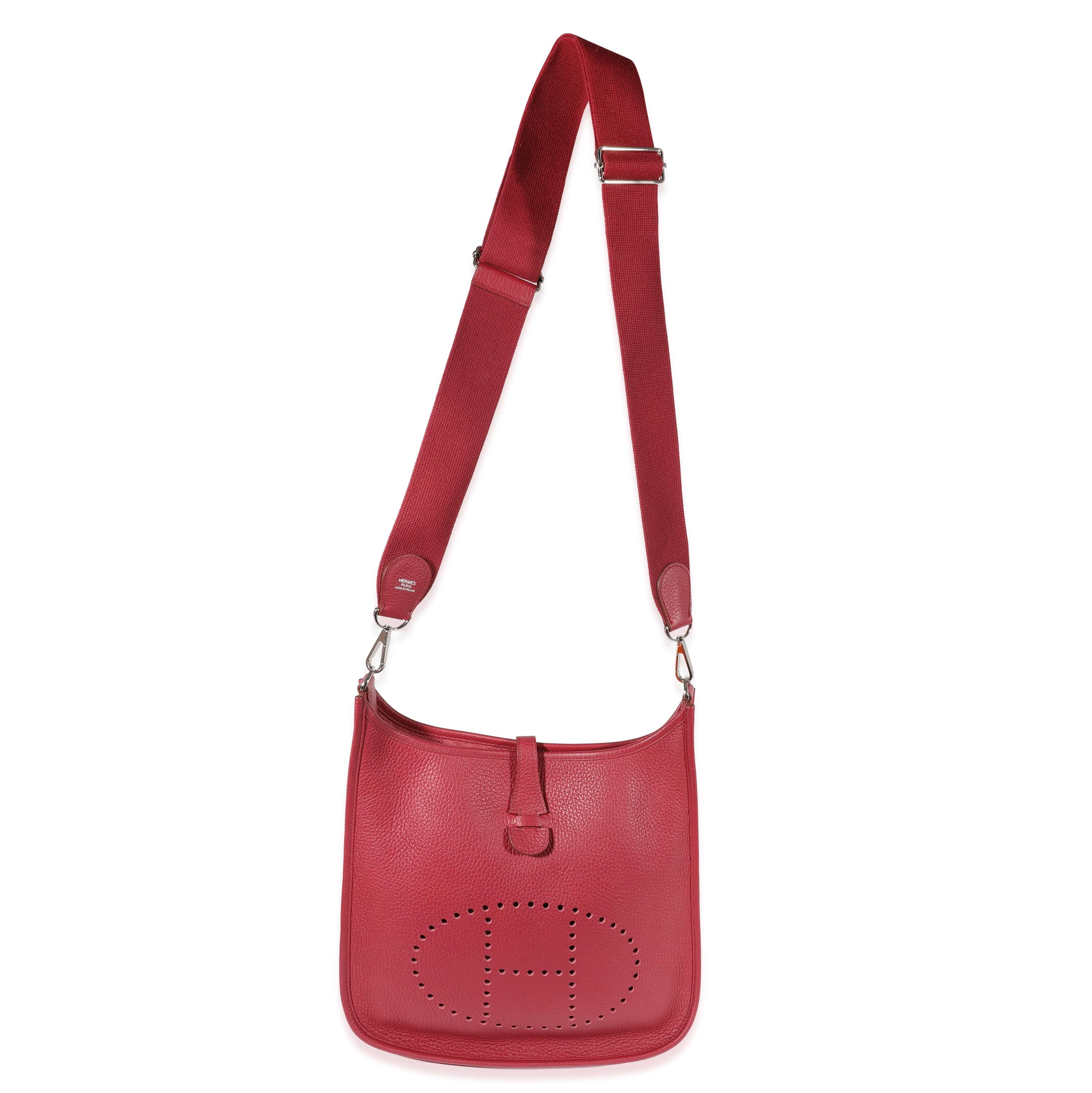 Hermes Rouge Garance Clemence Leather Evelyne III GM Bag For Sale at 1stDibs