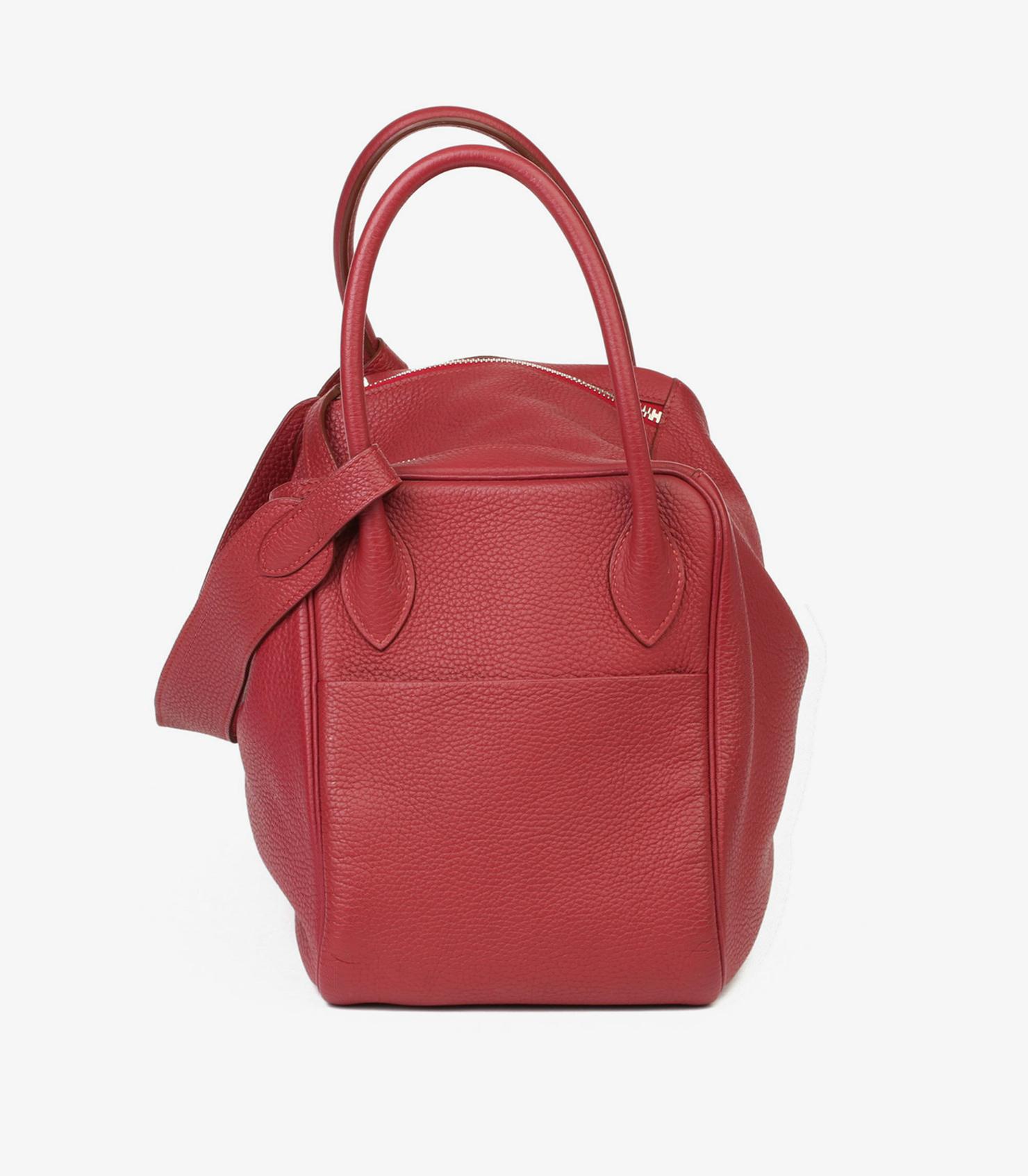 Red Hermès Rubis Clemence Leather Lindy 34cm For Sale
