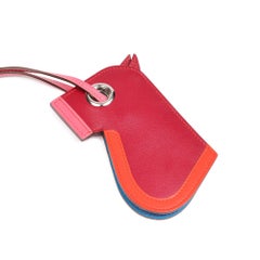 Hermès RUBIS, ORANGE POPPY & ROSE AZALEE TADELAKT LEATHER CAMAIL KEYHOLDER CHARM