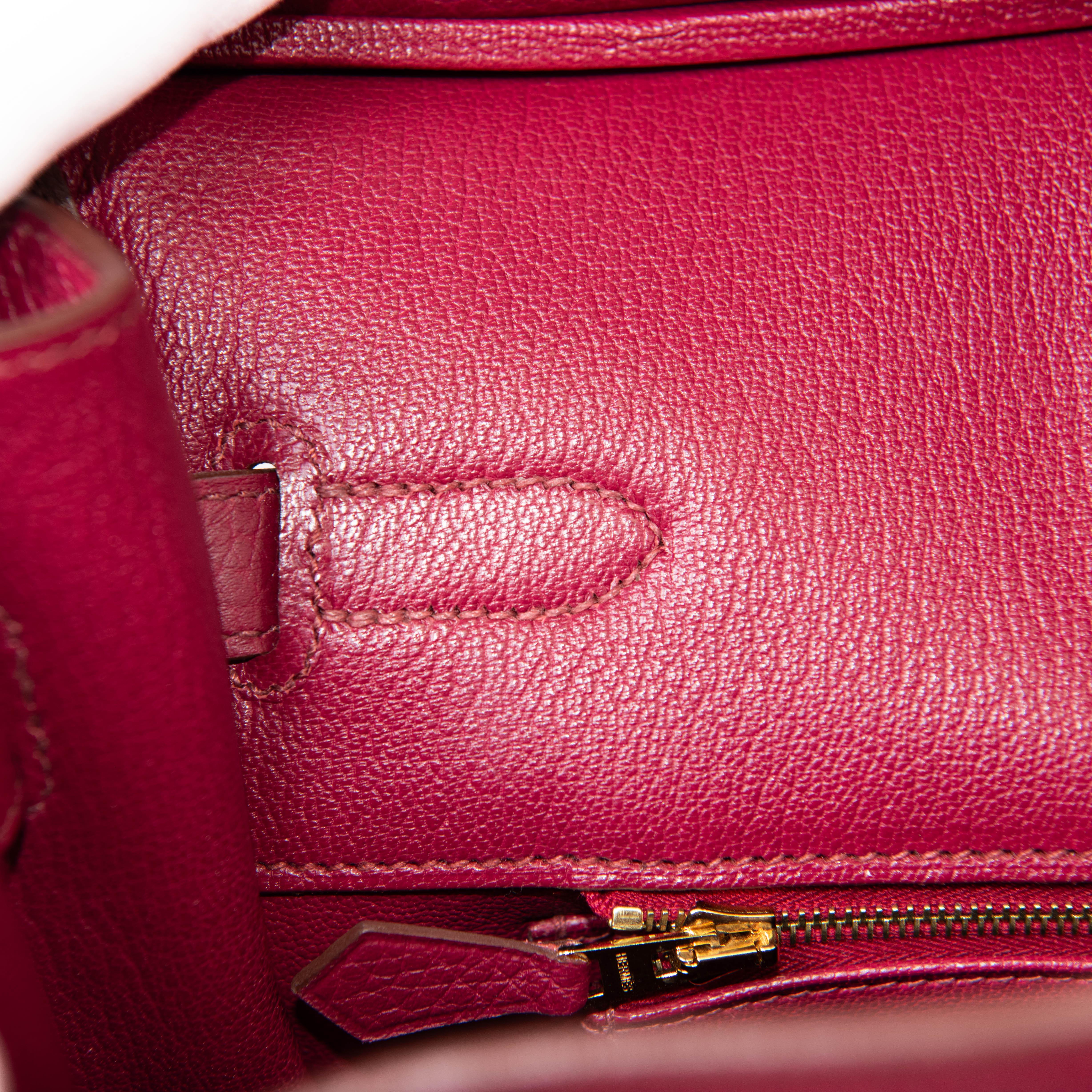 Hermes Rubis Red Togo Leather 35cm Birkin Gold Hardware For Sale 11