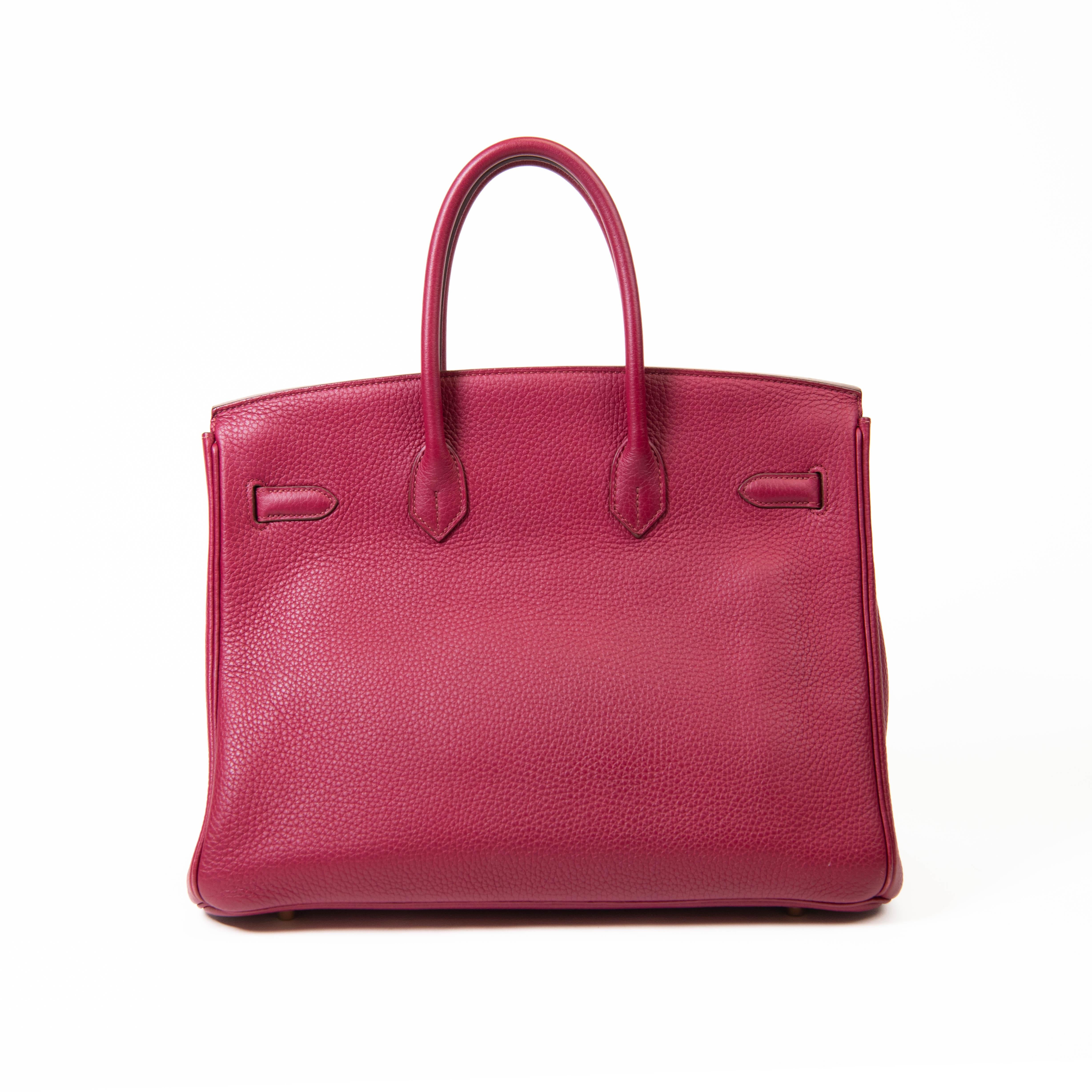Hermes Rubis Red Togo Leather 35cm Birkin Gold Hardware In Good Condition For Sale In Corona Del Mar, CA