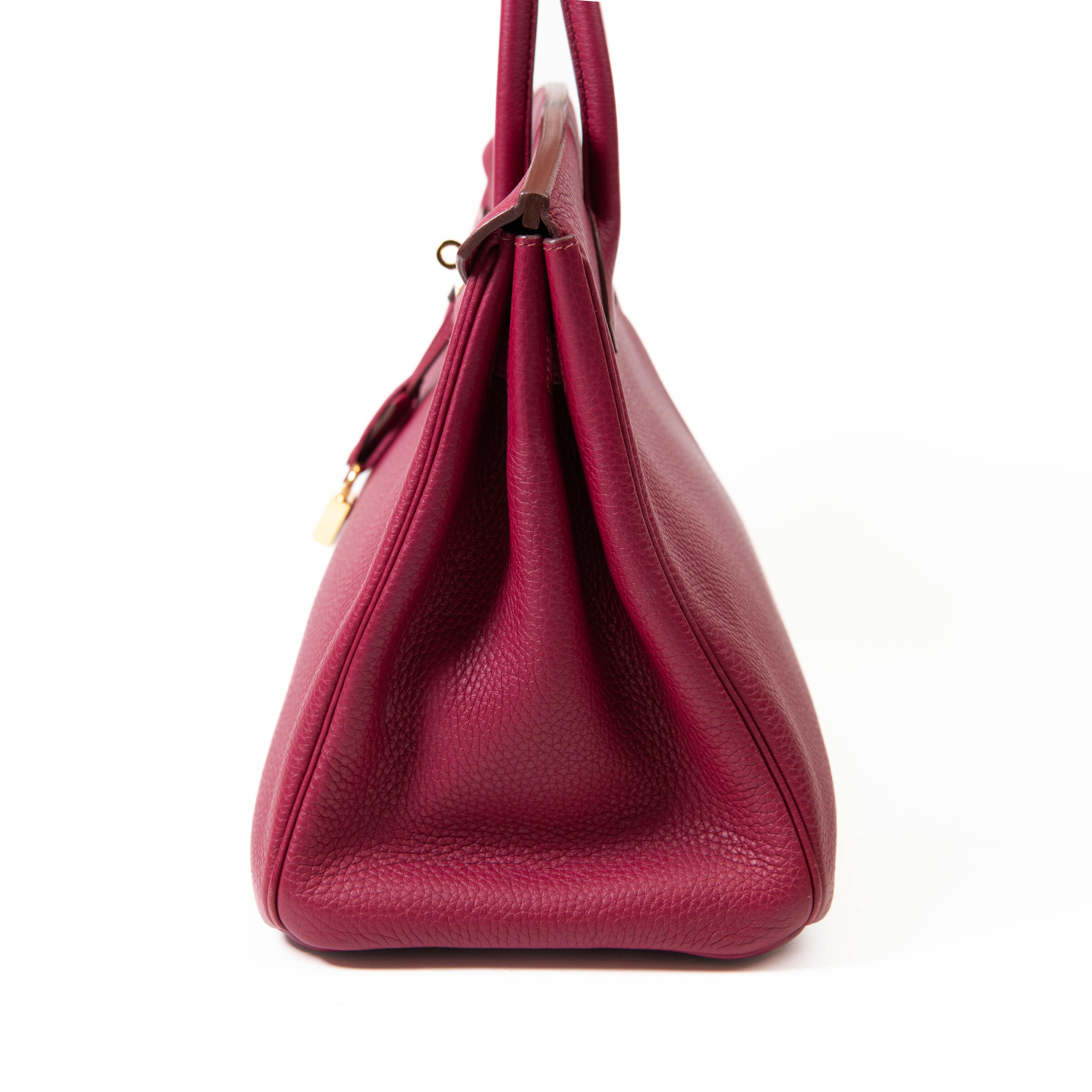 Hermes Rubis Red Togo Leather 35cm Birkin Gold Hardware For Sale 2