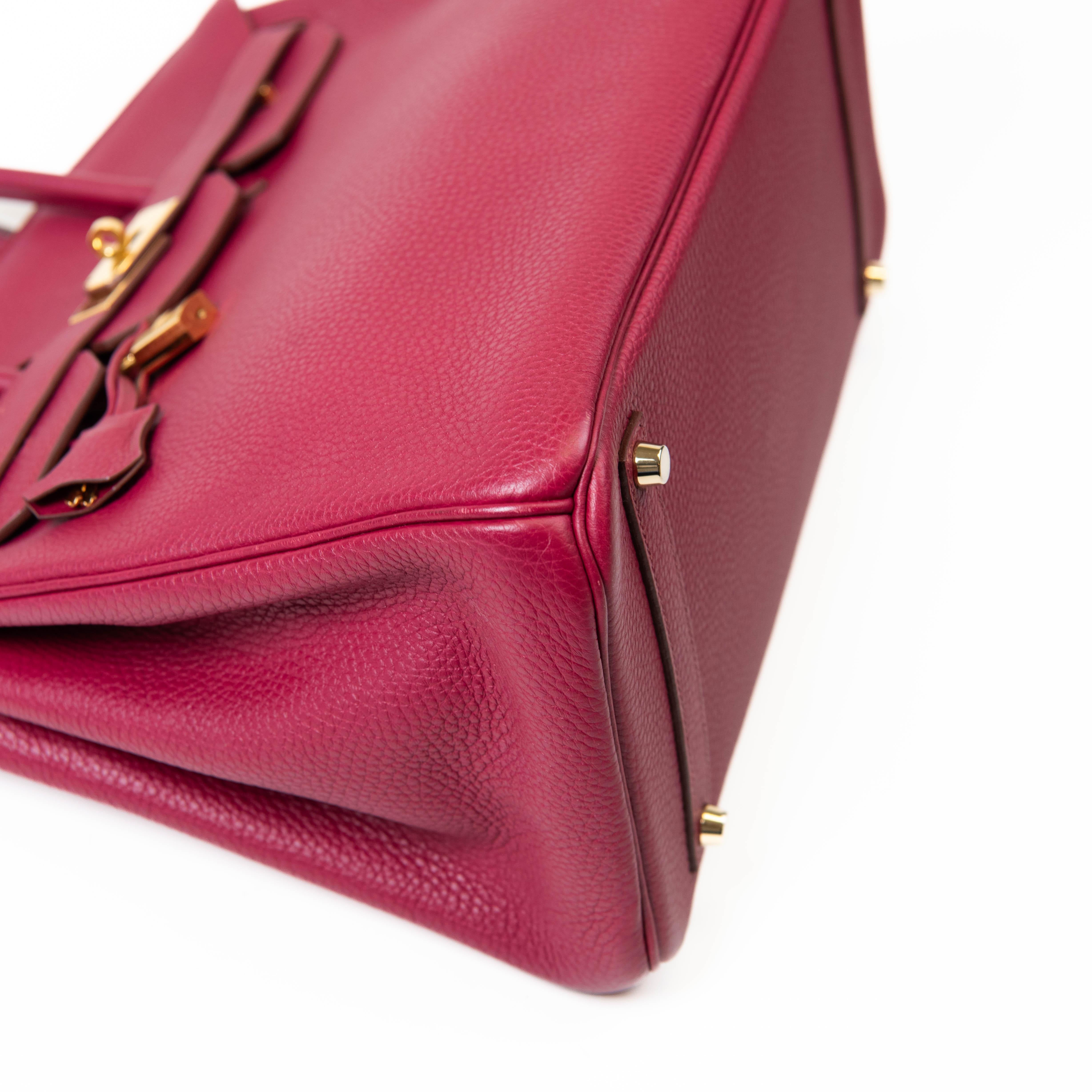 Hermes Rubis Red Togo Leather 35cm Birkin Gold Hardware For Sale 4