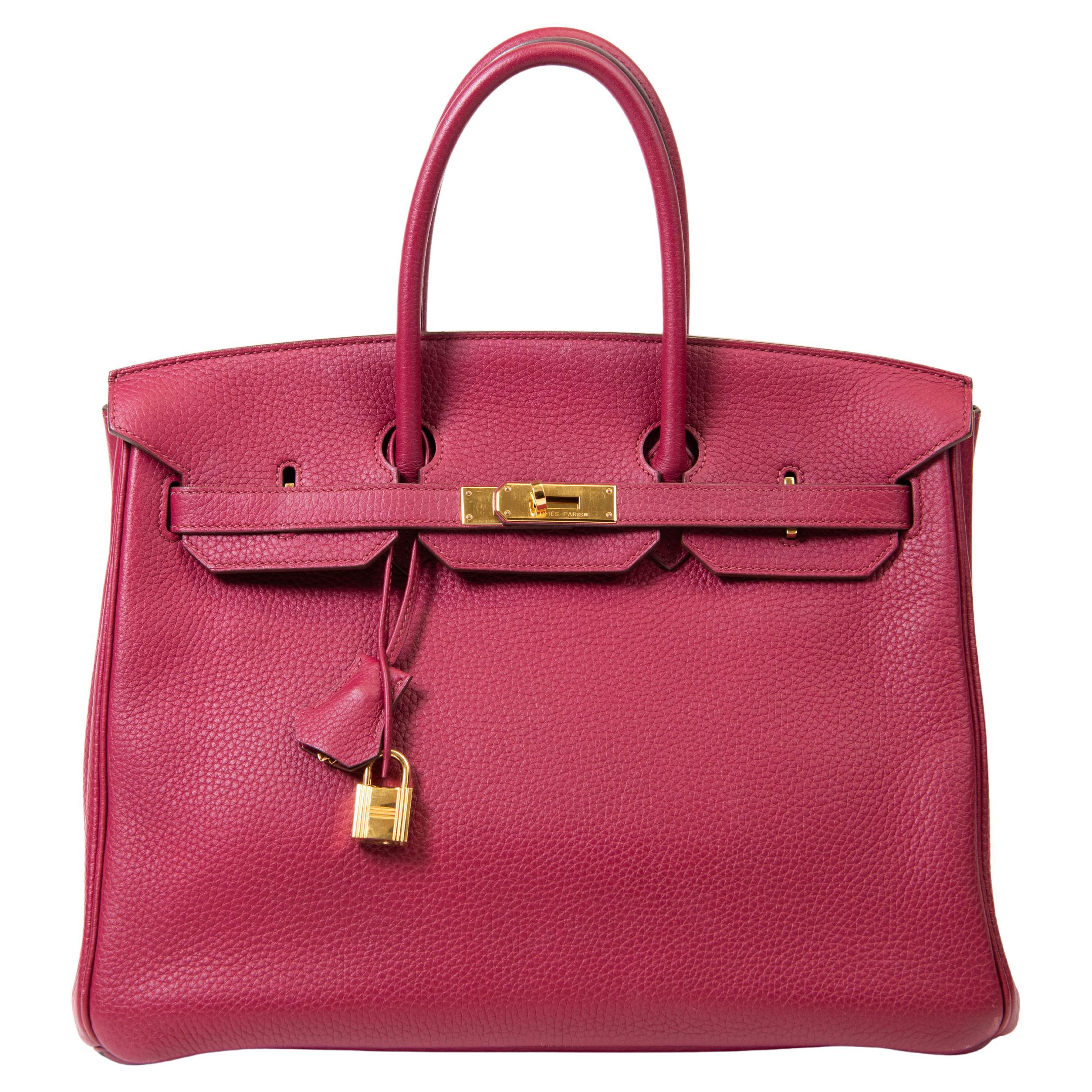 Hermes Rubis Red Togo Leather 35cm Birkin Gold Hardware