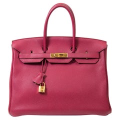 Hermes Rubis Red Togo Leather 35cm Birkin Gold Hardware