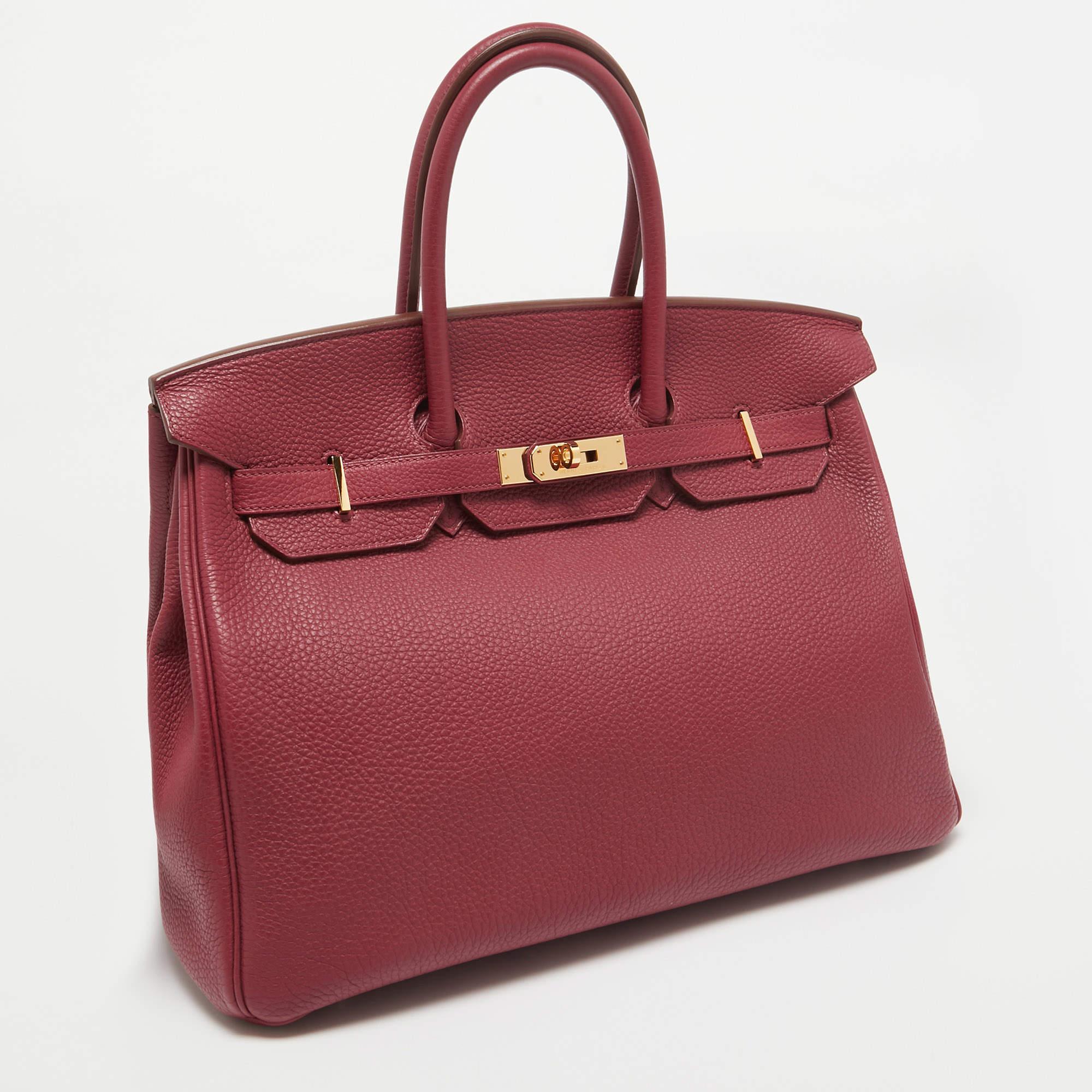 Brown Hermes Rubis Togo Leather Gold Finish Birkin 35 Bag