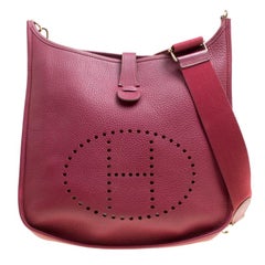 Hermes Ruby Clemence Leather Evelyne III GM Bag