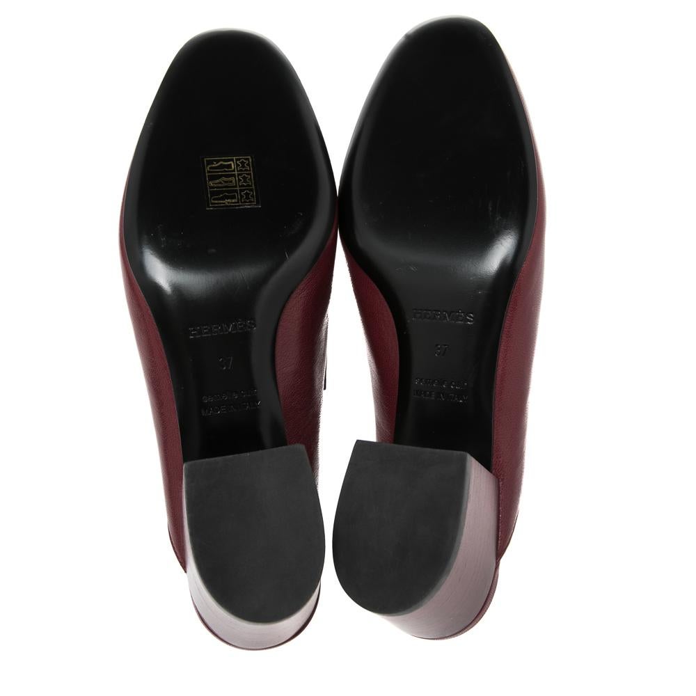Hermes Ruby Leather Trocadero Mule Sandals Size 37 In Excellent Condition In Dubai, Al Qouz 2