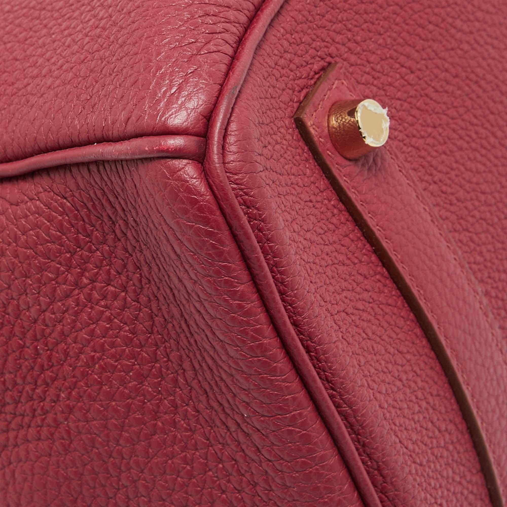 Hermes Ruby Togo Leather Gold Finish Birkin 35 Bag For Sale 6