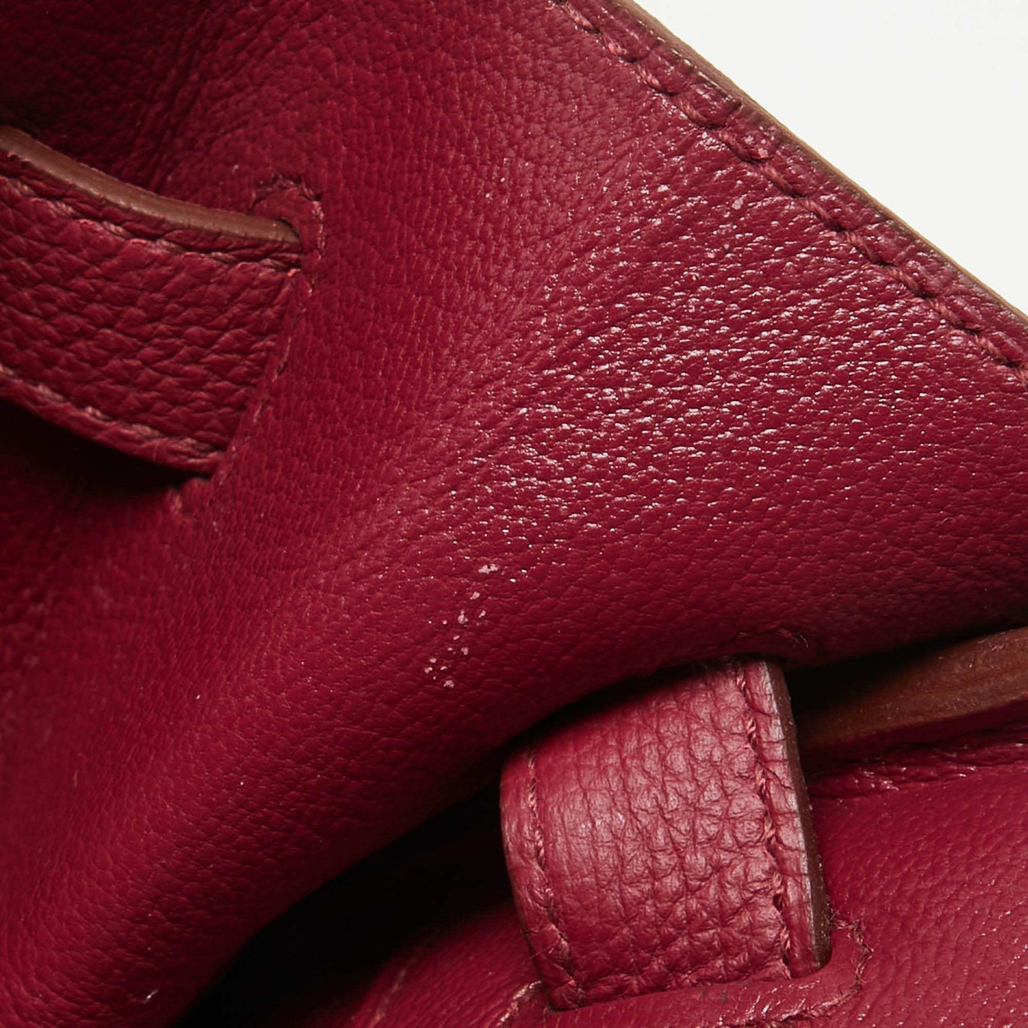 Hermes Ruby Togo Leather Gold Finish Birkin 35 Bag For Sale 8