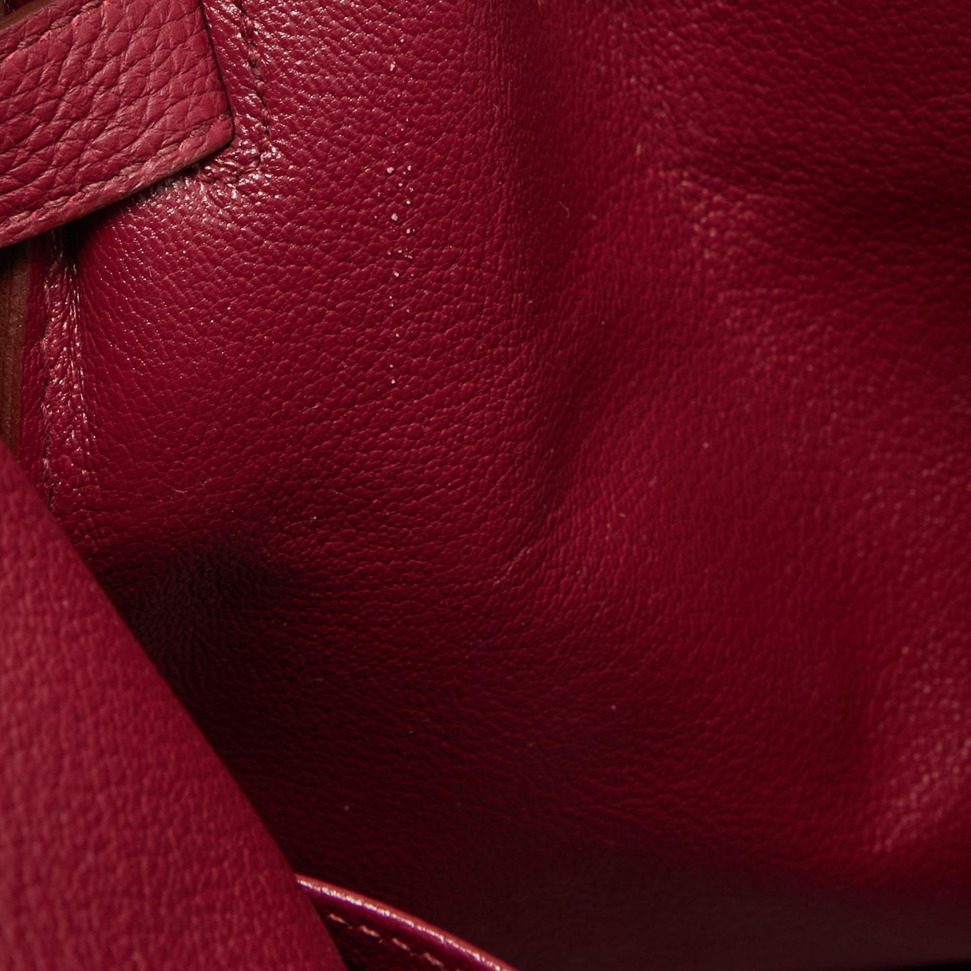 Hermes Ruby Togo Leather Gold Finish Birkin 35 Bag For Sale 9