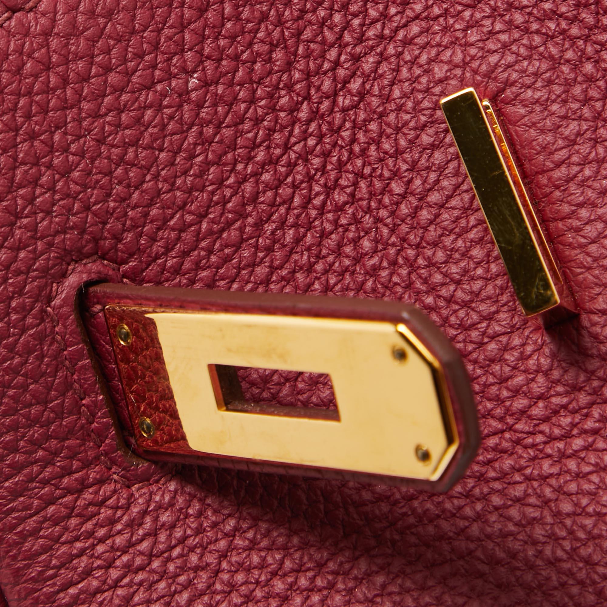 Hermes Ruby Togo Leather Gold Finish Birkin 35 Bag For Sale 16