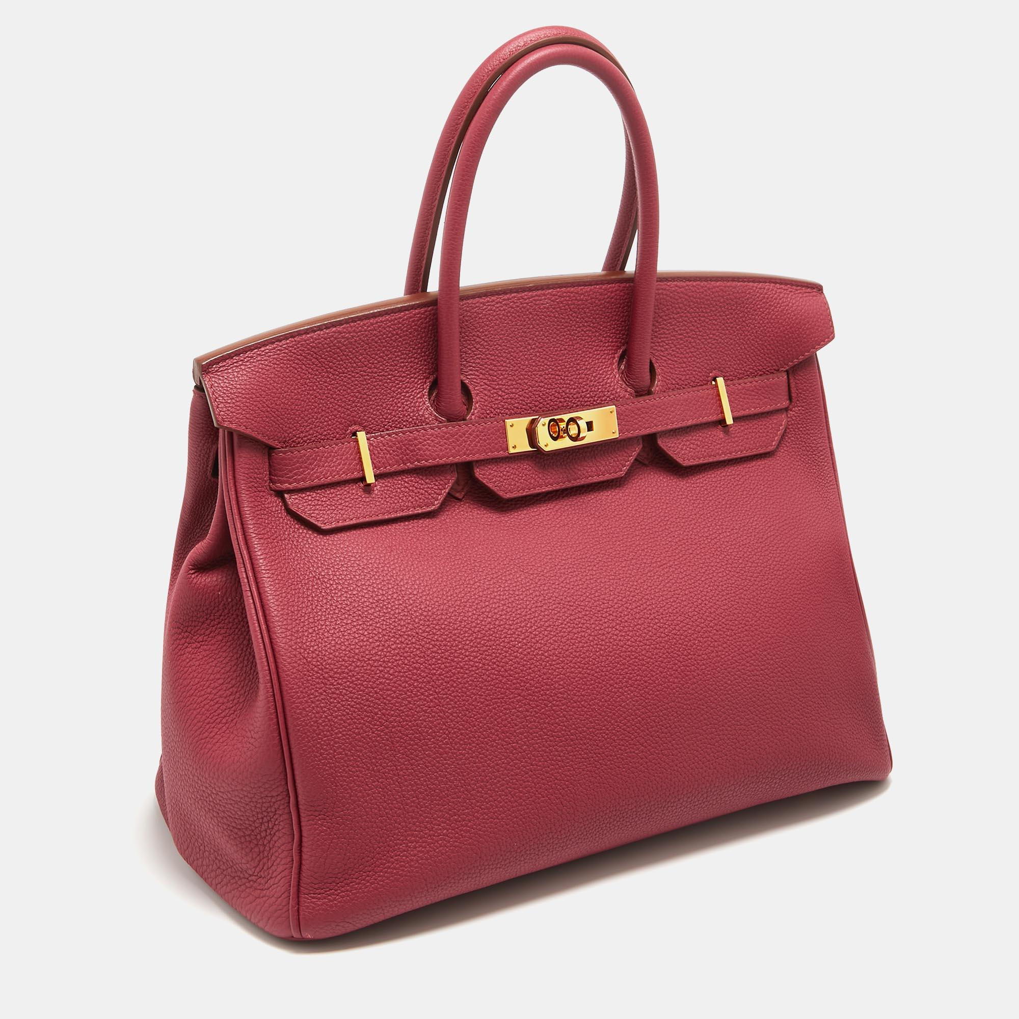Women's Hermes Ruby Togo Leather Gold Finish Birkin 35 Bag For Sale