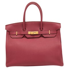 Hermes Sac Birkin 35 en cuir Ruby Togo finition or