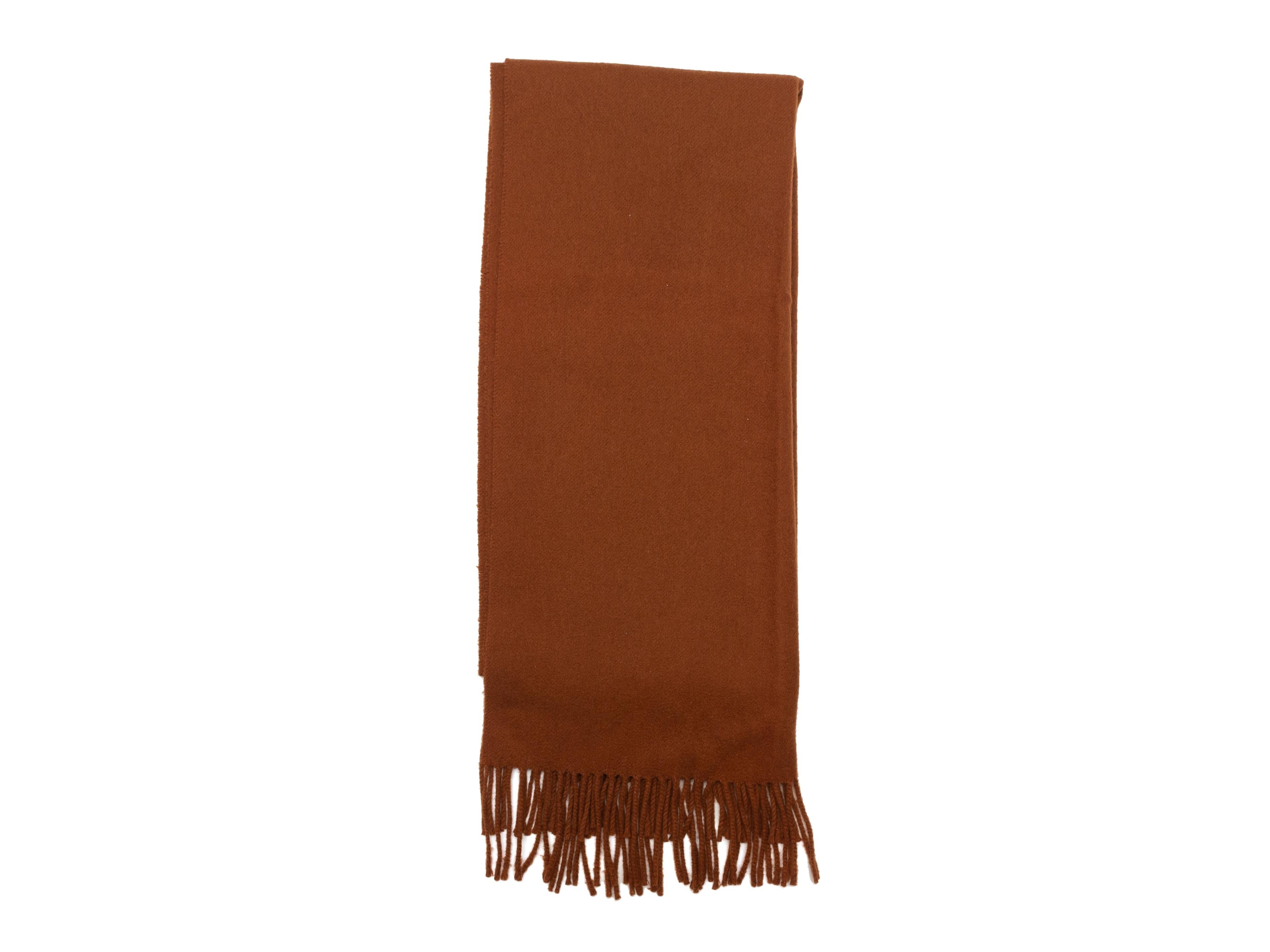 Hermes Rust Cashmere Fringe-Trimmed Scarf In Good Condition In New York, NY