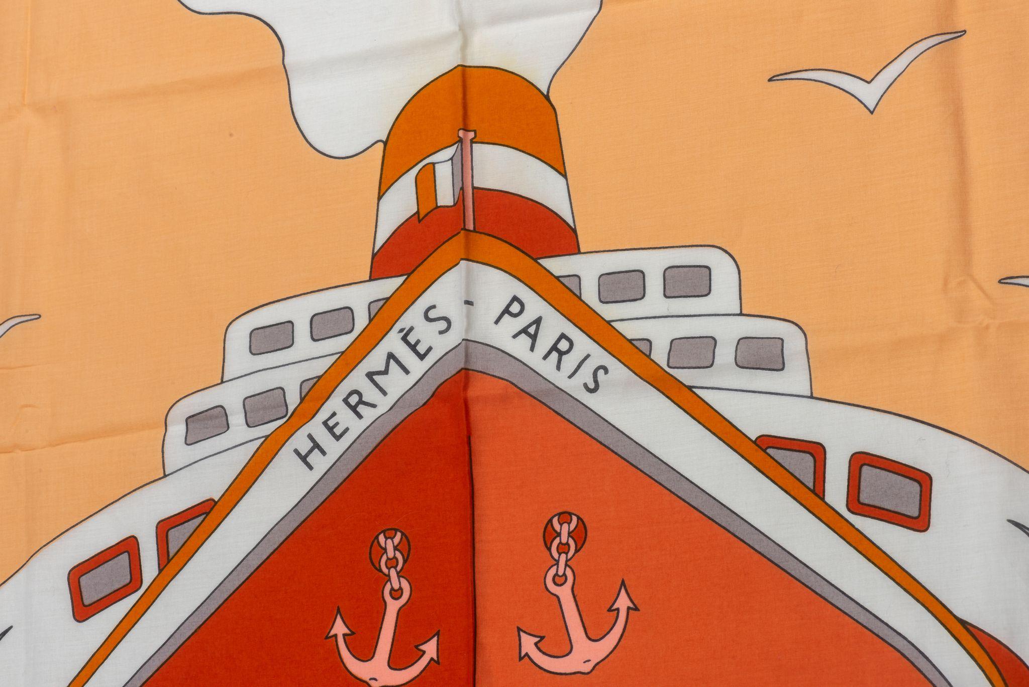 Hermes Rust Ship Beach Sarong In Excellent Condition For Sale In West Hollywood, CA
