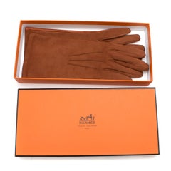 Hermes Rustic Brown Leather & Suede Gloves size 7.5