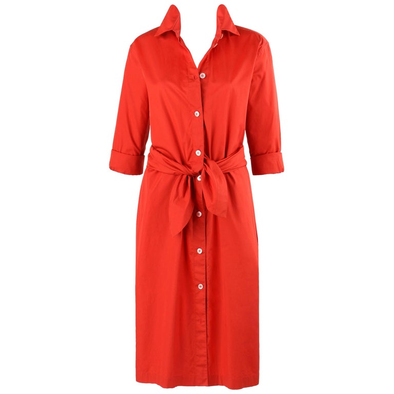 red shirt dress dress Short Laine Tie Front Long Dress Spicy Red Weathercloth
