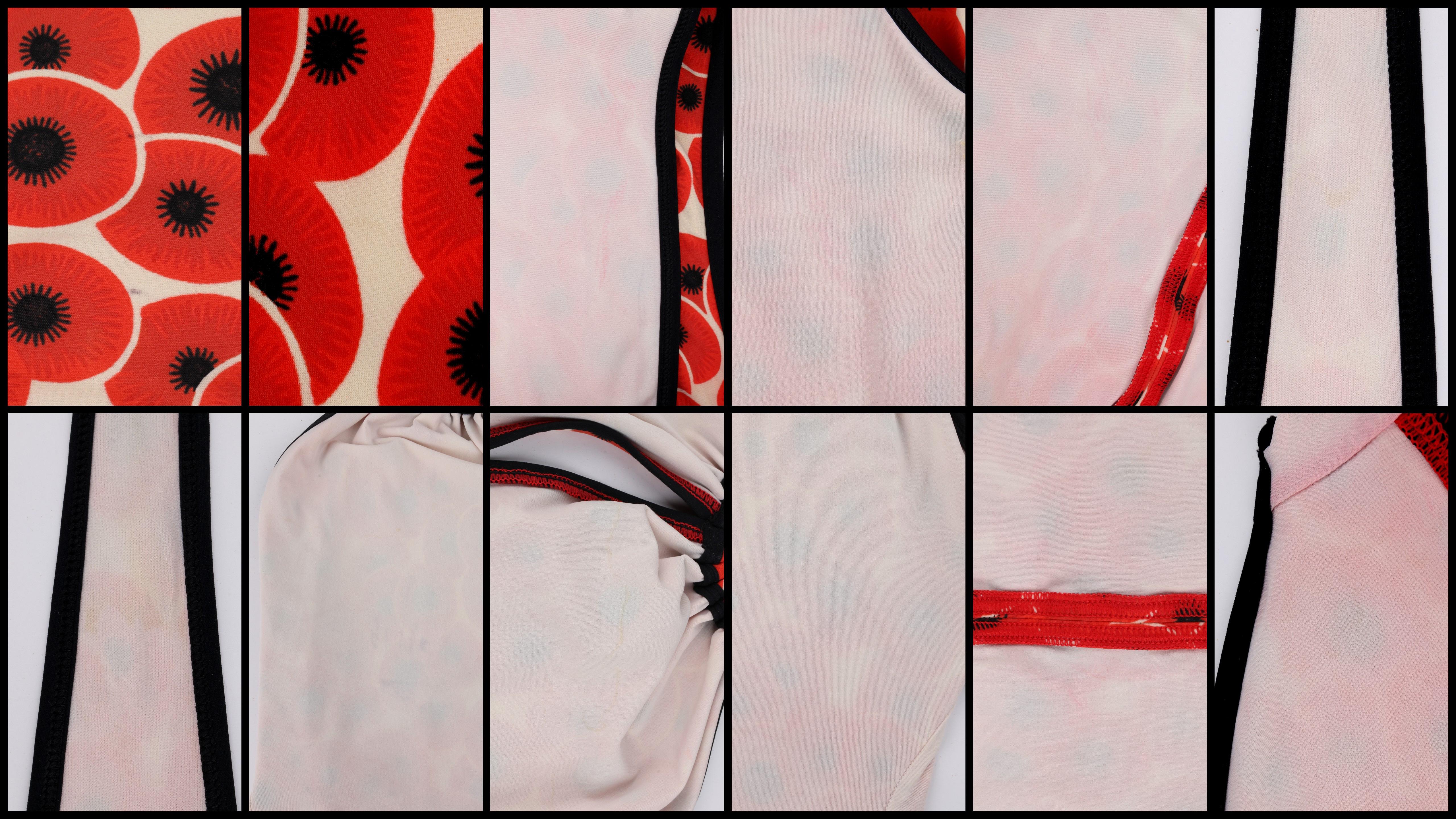 HERMES S/S 2007 - Maillot de bain une pièce dos nu à fleur de coquelicot - rouge 2
