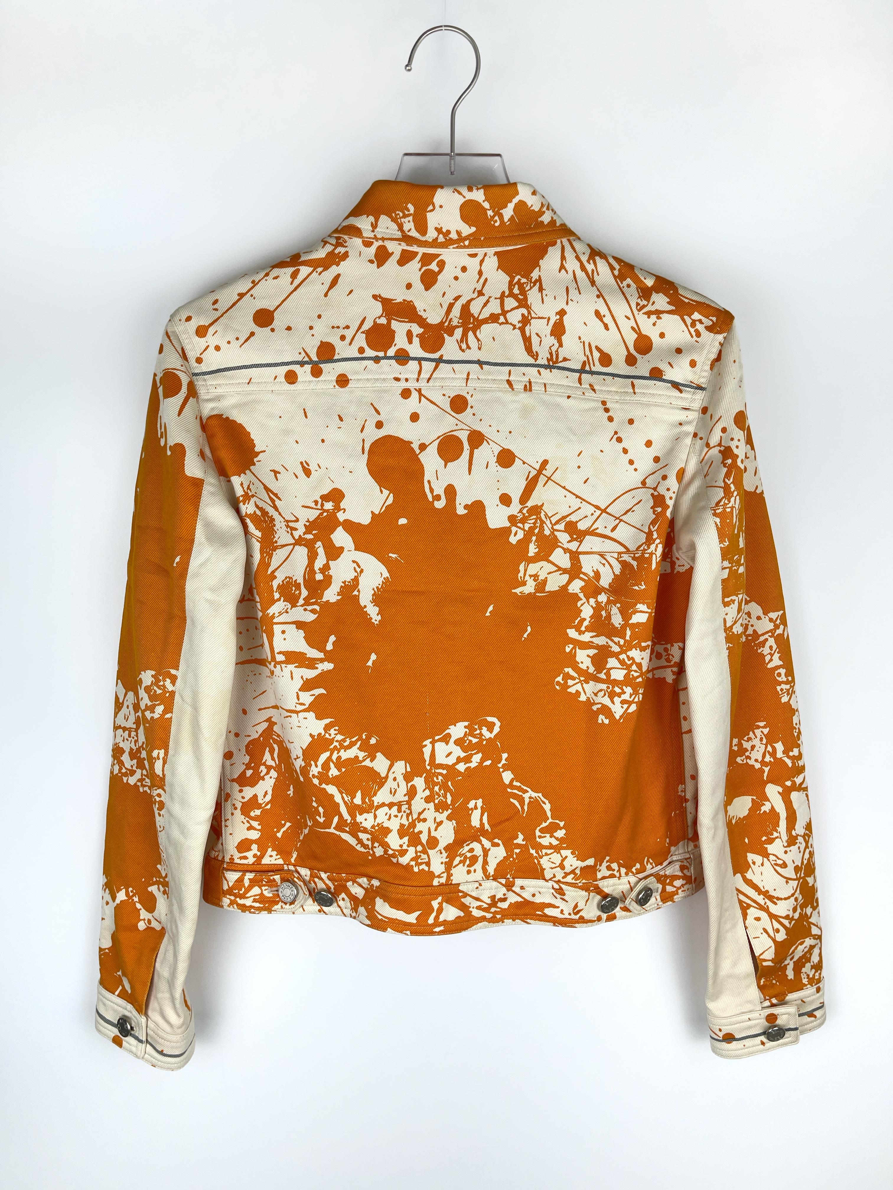 From Margiela's final collection for the Parisienne fashion house. The splatter jackets of 2003, with their print titled “Chevel Surprise,” are some of the scant immediately recognizable works from his time there, yet also some of his more
