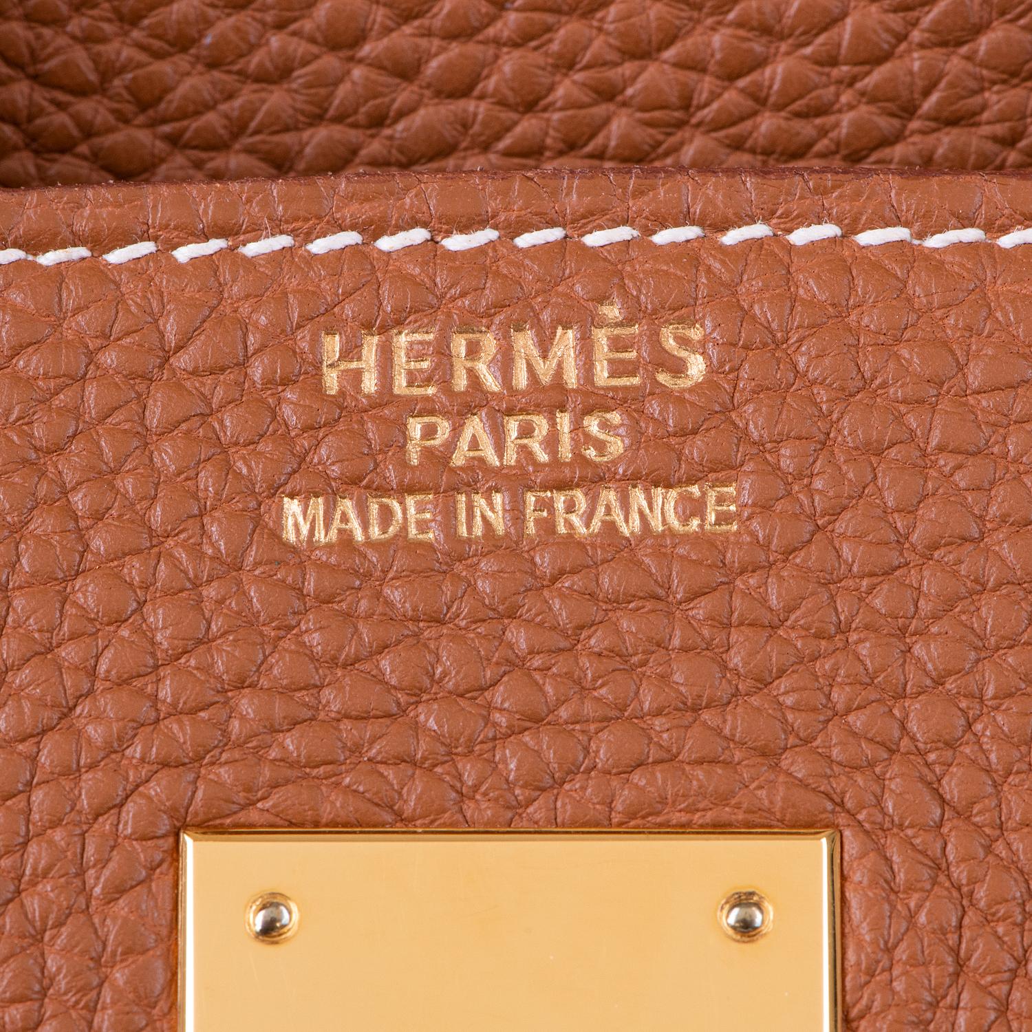 Women's Hermes 'Taurillon Gold' Fjord Birkin 35 with Gold Hardware