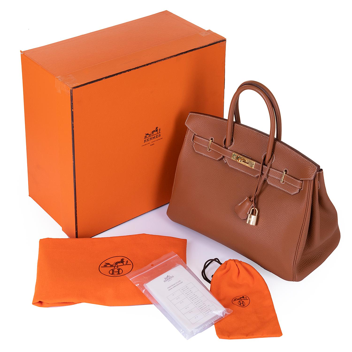 Hermes 'Taurillon Gold' Fjord Birkin 35 with Gold Hardware 2