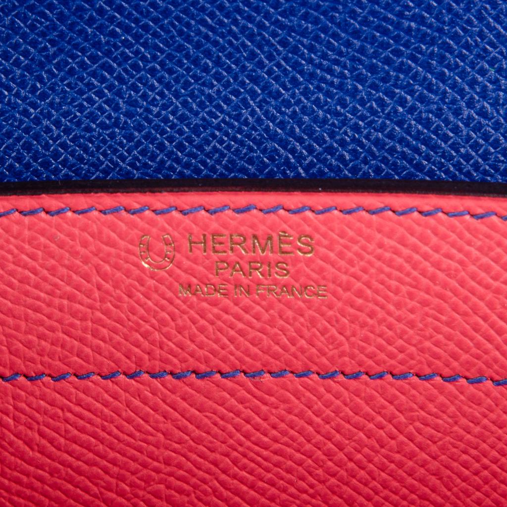 Hermes Sac A Depeche HSS 27 Bag Limited Edition Electric Blue/Rose Jaipur Epsom For Sale 1