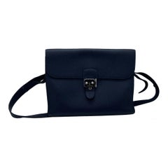 Sac à bandoulière Hermès « Sac à Dépeches » 29, en cuir bleu nuit, avec finitions en palladium, 2021