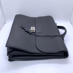 HERMES Sac à Dépêches 38 - Cartella in pelle Togo nera con finiture color palladio - Collezione HW 2014