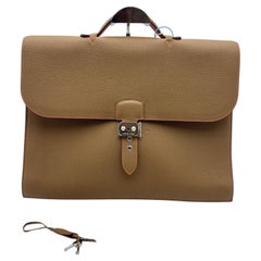 Maletín Hermes Sac a Depeches 38, de cuero marrón, para documentos, PHW 2011