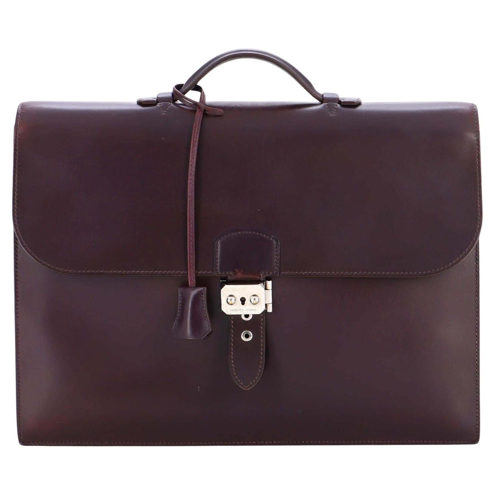Hermes Sac a Depeches Bag Box Calf 38 For Sale